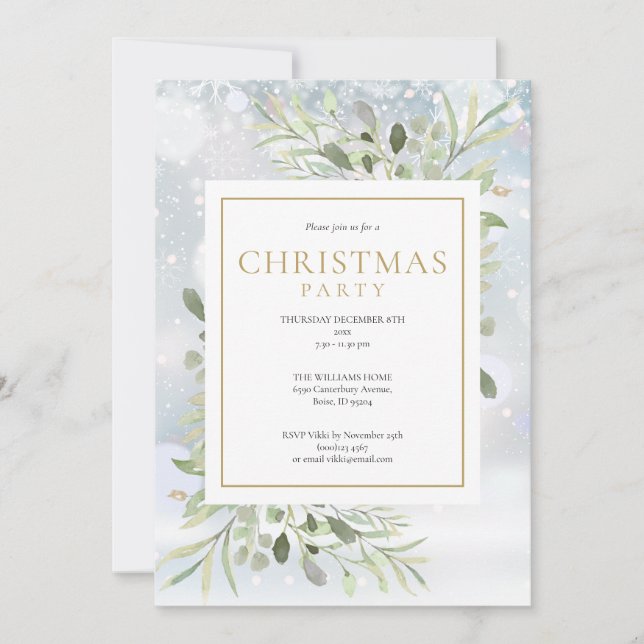 Invitation Flocons de Noël Fête de Noël (Devant)