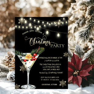 Invitation Flocons d'or, Martini de Noël Fête de Noël