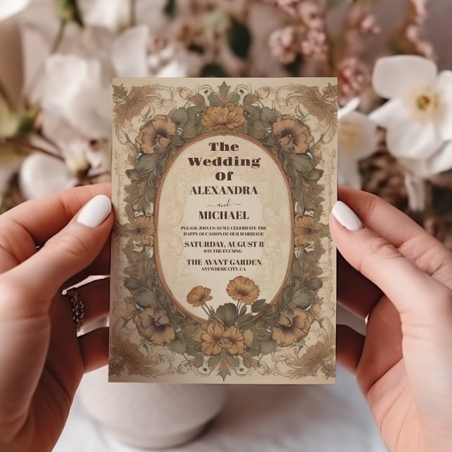 Invitation Flora Vintage Art nouveau Mariage (Créateur téléchargé)