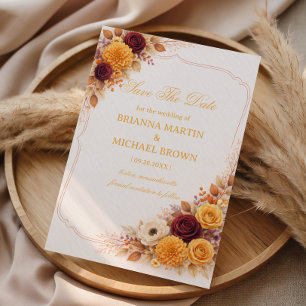 Invitation Floraison Automnale Chaude Élégante