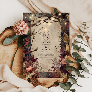 Invitation Floraison d'automne rustique et bourgogne