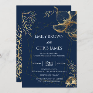 Invitation Floraison dorée   Cérémonie Mariage moderne