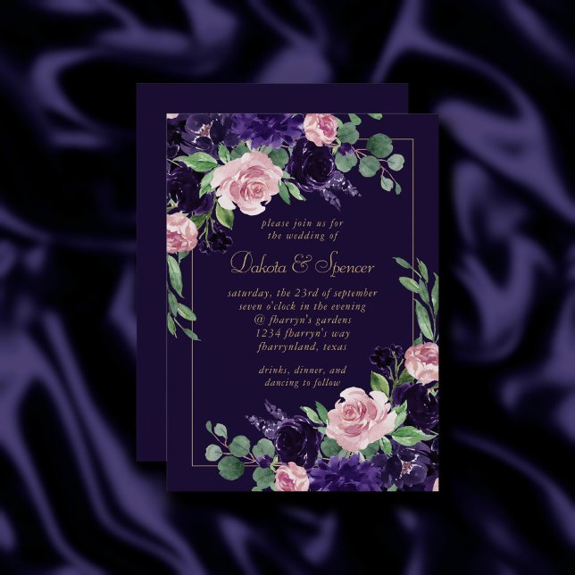 Invitation Floraison | Floral de violet foncé et rose (Créateur téléchargé)
