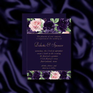 Invitation Floraison   Garland rose et violet foncé