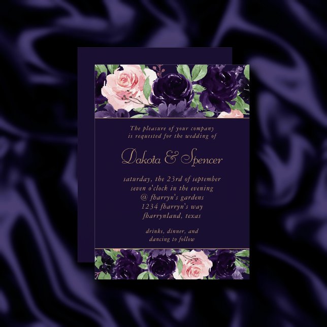 Invitation Floraison | Garland rose et violet foncé (Créateur téléchargé)