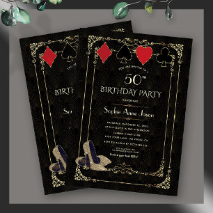 Invitation Floraison Gold Art déco Casino Vegas Poker Anniver