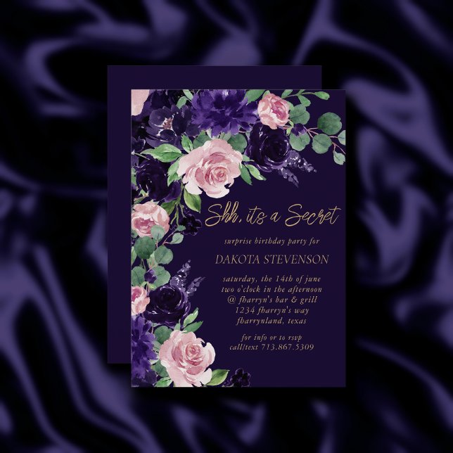 Invitation Floraison | Parti surprise violet rose (Créateur téléchargé)