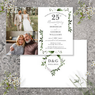 Invitation Floral 25e anniversaire du Mariage Alors et mainte
