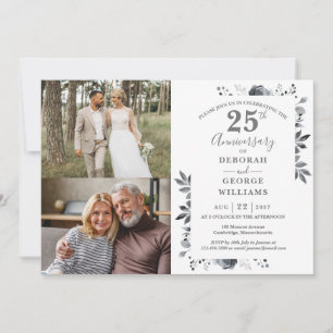 Invitation Floral 25e anniversaire du Mariage Alors et mainte