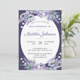 Invitation Floral 60e anniversaire sombre Purple Wisteria Élé