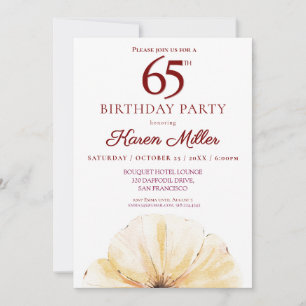Invitation Floral 65e anniversaire - Elégant design de fleurs