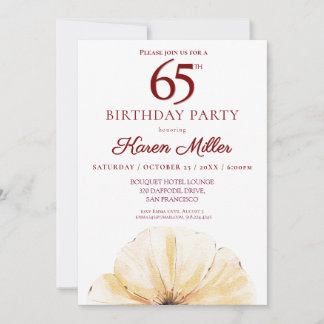 Invitation Floral 65e anniversaire - Elégant design de fleurs