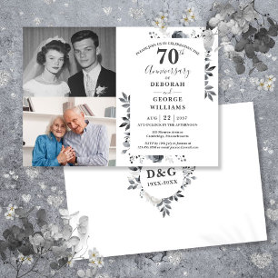 Invitation Floral 70e anniversaire du Mariage Alors et mainte