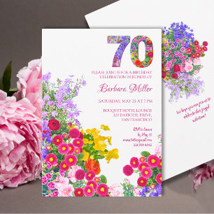Invitation Floral 70th Birthday - Conception de la célébratio