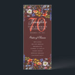 Invitation Floral 70th Birthday Party Program Menu Bourgogne<br><div class="desc">Elégant design "programme fête d'anniversaire" avec fleurs sauvages aquarelles et texte personnalisé.</div>