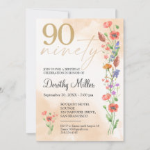 Floral 90e anniversaire - Design d'aquarelle éléga