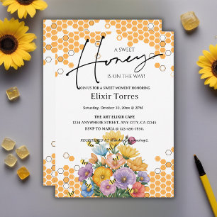 Invitation Floral A Sweet Honey Baby shower d'abeilles