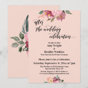 Invitation Floral Après la Célébration de Mariage, Rose Pâle
