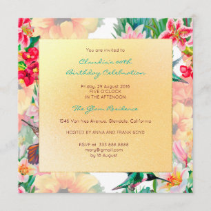 Invitation Floral Aquarelle Printemps Événement Anniversaire