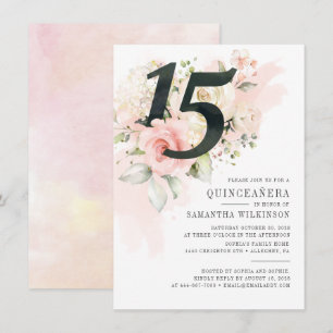 Invitation Floral Aquarelle Quinceanera 15e fête d'anniversai