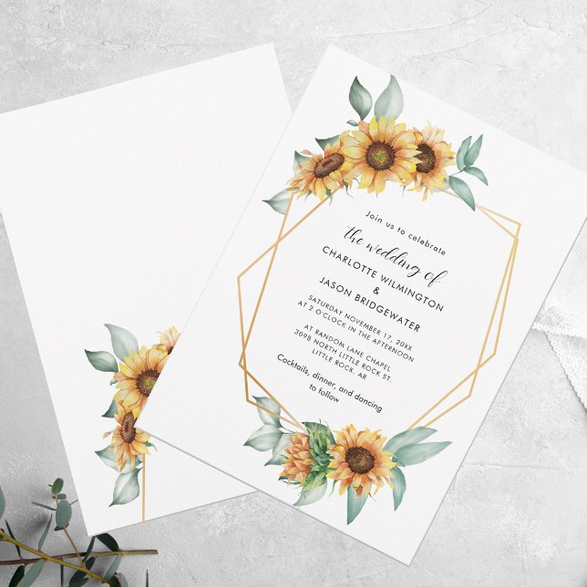 Invitation Floral Aquarelle tournesol Mariage de verdure (Floral Watercolor Sunflower Greenery Wedding Invitation)