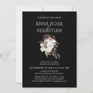 Invitation *~* Floral AR15 MARIAGE MAROON Rose RSVP +