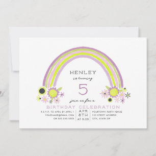 Invitation Floral Arc-en-ciel Anniversaire Neon Lavender