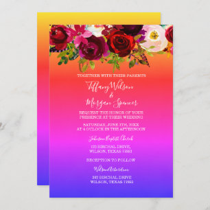 Invitation Floral Arc-en-ciel mariage homosexuel Inviter