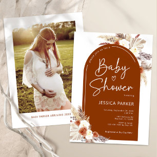 Invitation Floral Arch Terracotta Boho Baby shower photo