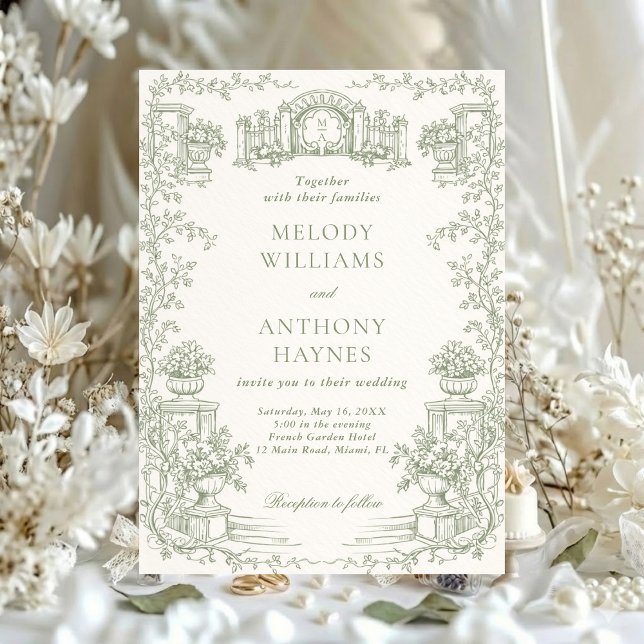 Invitation Floral Art Nouveau–Inspired Wedding Stationery (Créateur téléchargé)