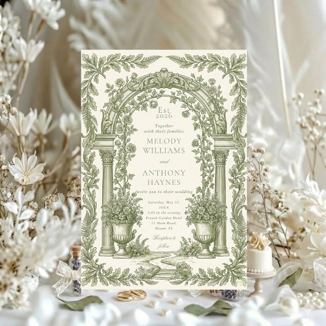 Invitation Floral Art Nouveau–Inspired Wedding Stationery Inv (Créateur téléchargé)