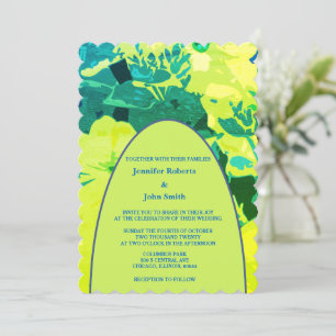 Invitation Floral Artsy Jaune Vert Bleu Jardin Arch Mariage