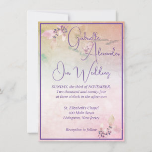 Invitation Floral au-dessus des nuages QR Code Mariage