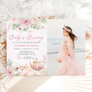 Invitation Floral Baby brasse Tea Party Baby shower Photo