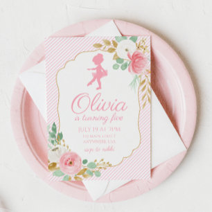 Invitation Floral Ballerina Anniversaire Frappe d'Invitation