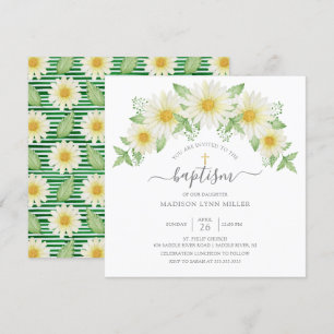 Invitation Floral Baptism Rose Fraîche