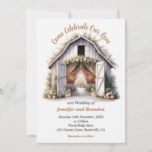 Invitation Floral Barnyard Mariage