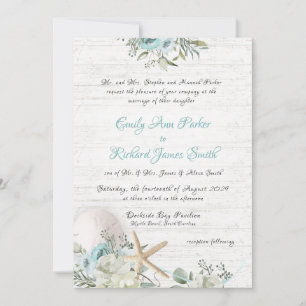 Invitation Floral Beach Driftwood Mariage
