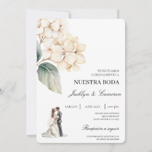 Invitation Floral blanc avec anneau Mariage espagnol