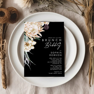 Invitation Floral blanc   Black Brunch et Bubbly