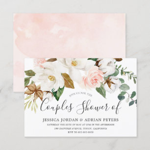 Invitation Floral Blanc & Blush Toutes les saisons Couples Do