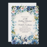 Invitation Floral bleu blanc 60e anniversaire de saint Jacque<br><div class="desc">Elégante marine et bleu poussiéreux avec aquarelle blanche florale 60ème anniversaire fête scalopé l'invitation pour les femmes. Cette invitation est conçue pour un 60ème anniversaire mais peut être customisée pour n'importe quel âge. Contactez-moi pour obtenir de l'aide sur vos personnalisations ou pour demander des produits Zazzle correspondants ou coordonnés supplémentaires...</div>