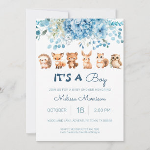 Invitation Floral bleu C'est un Baby shower garçon