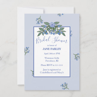 Invitation Floral bleu doux