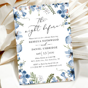 Invitation Floral Bleu La Nuit Avant Le Dîner De Répétition
