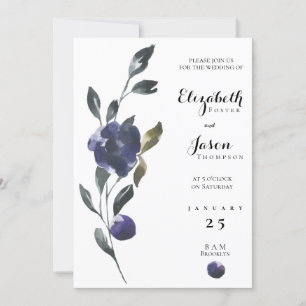 Invitation Floral bleu laine Iris violet