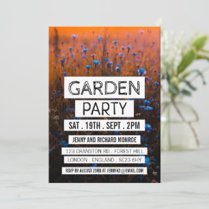 Invitation Floral bleu moderne, Garden Party