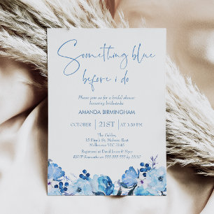 Invitation Floral bleu Quelque chose Fête des mariées bleue