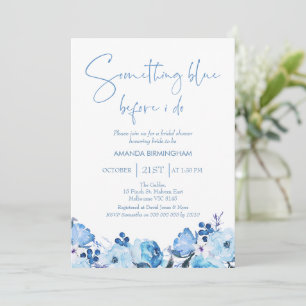 Invitation Floral bleu Quelque chose Fête des mariées bleue