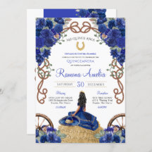 Floral bleu Rustique Charro Ouest Quinceañera